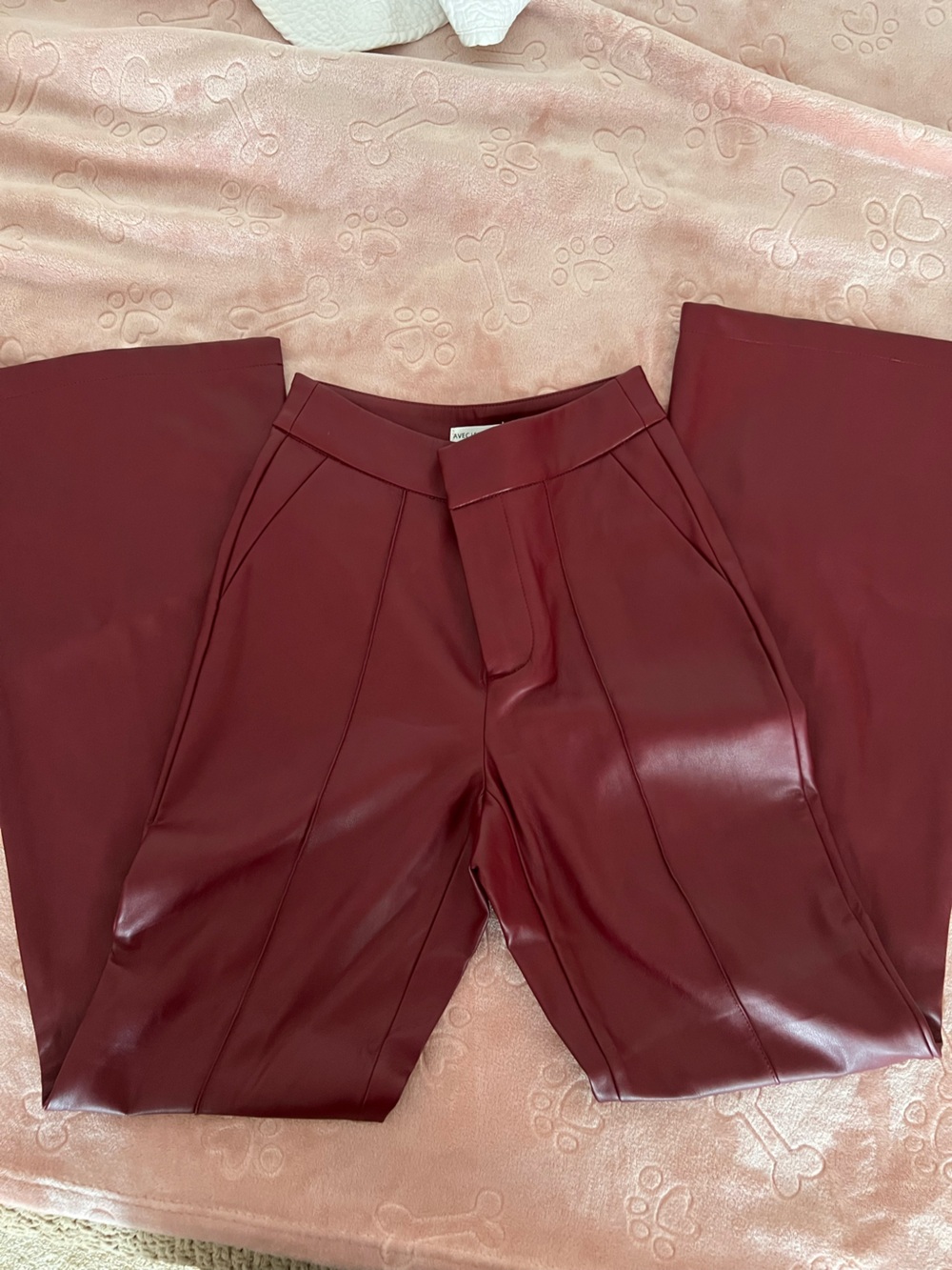 Avec Les Filles Faux Leather Wide-Leg Pants - Wine